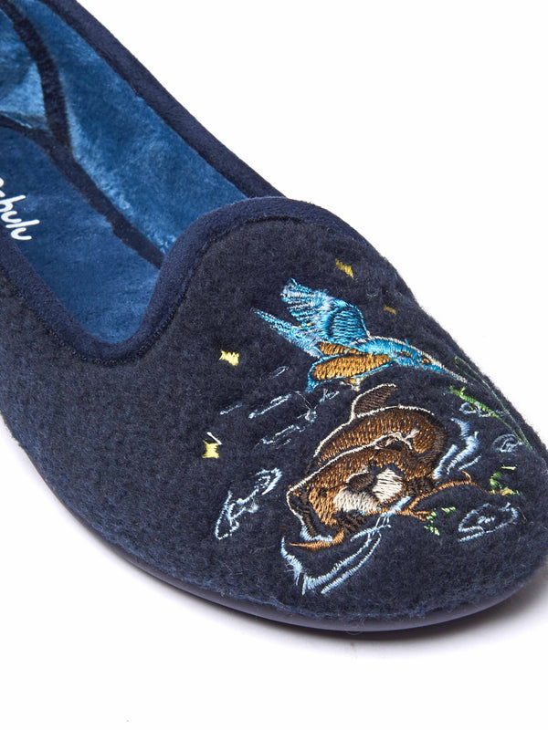 Blue embroidered ballerina slipper - LOVAGE INDIGO