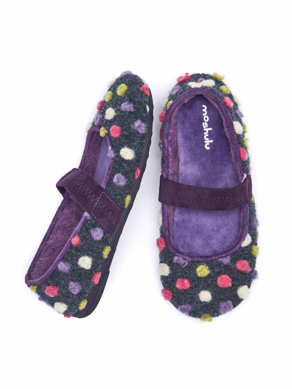 Blue spotty ballerina slipper with strap - MELYA INDIGO