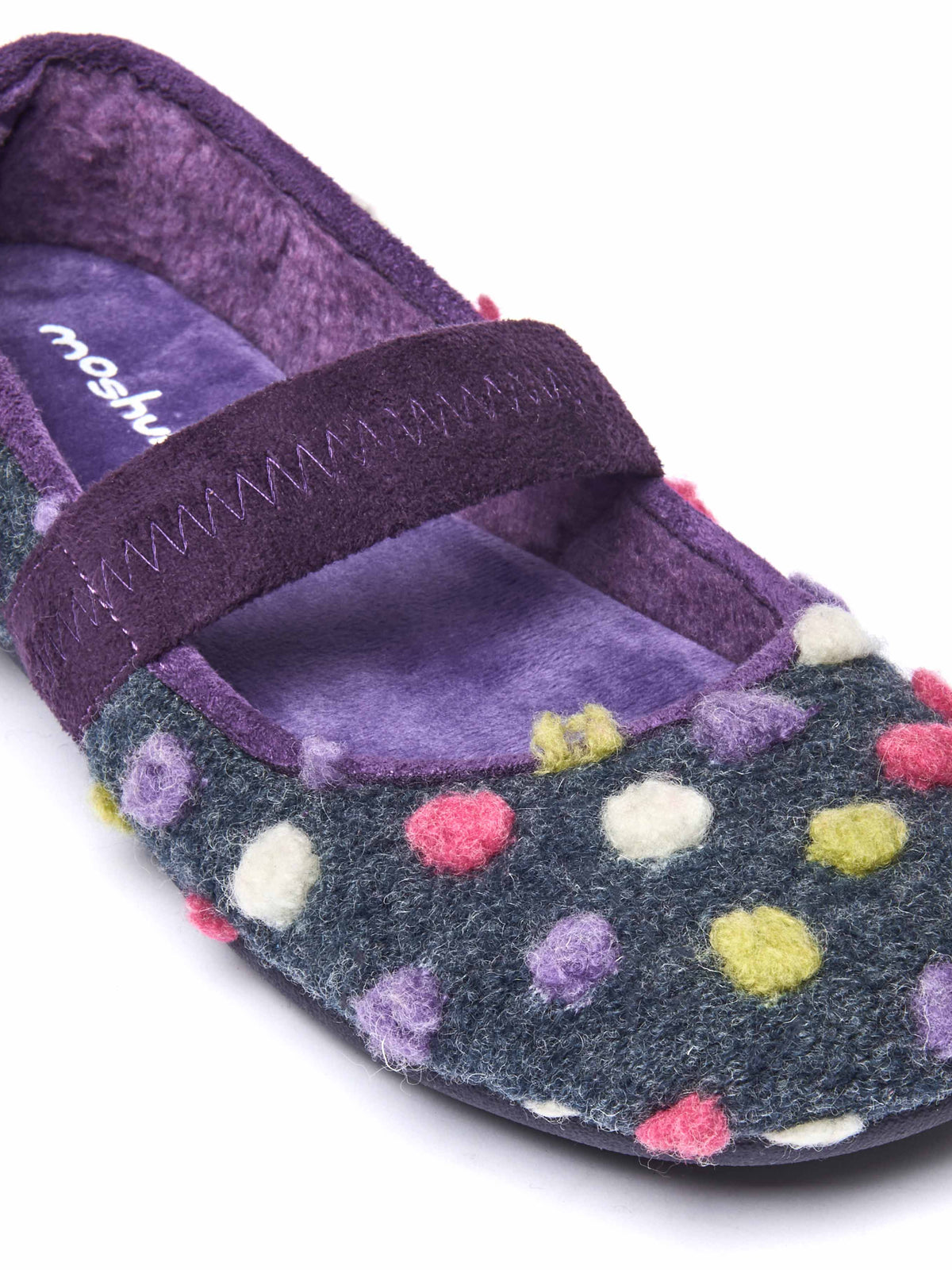 Blue spotty ballerina slipper with strap - MELYA INDIGO