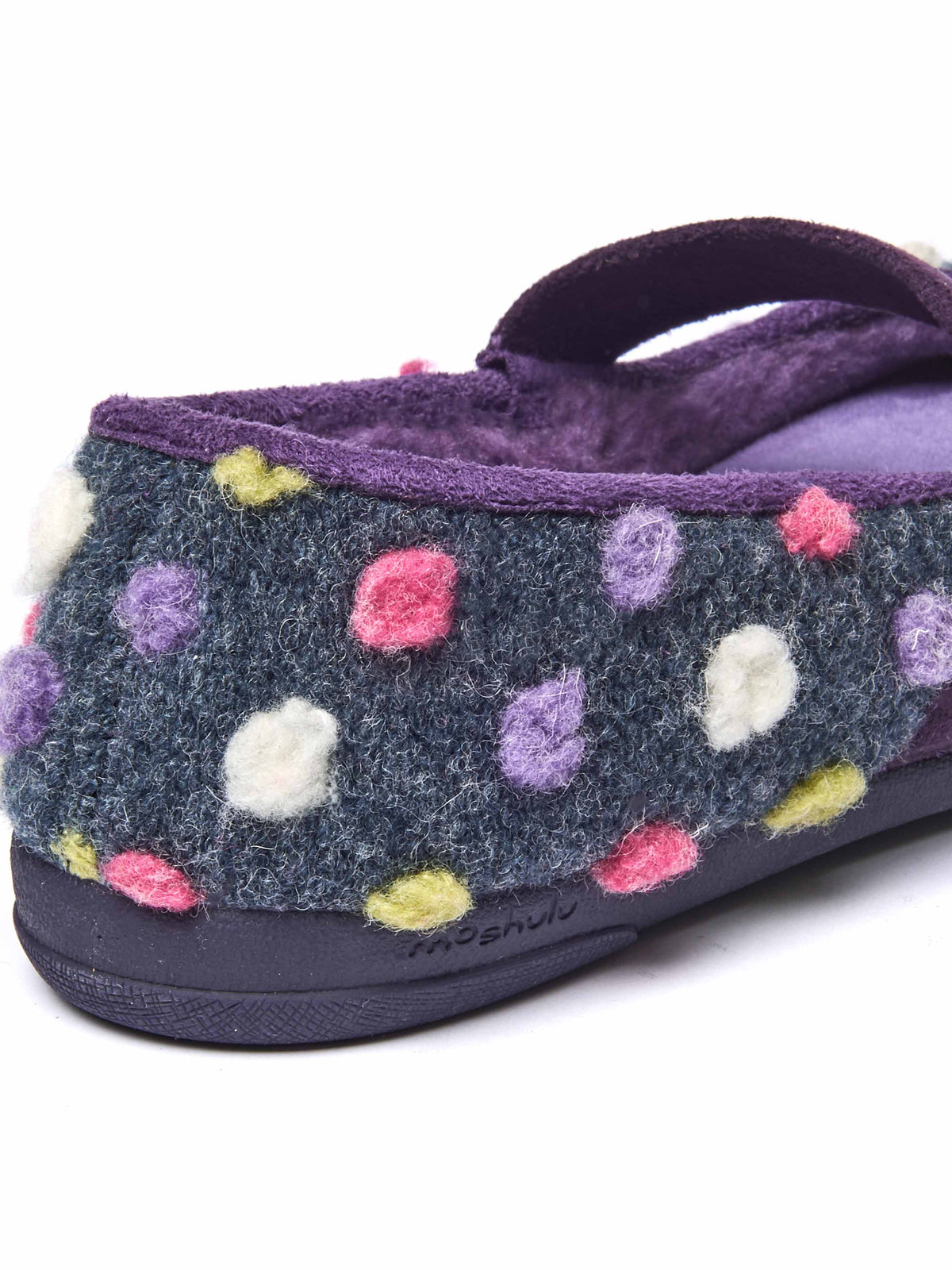 Blue spotty ballerina slipper with strap - MELYA INDIGO