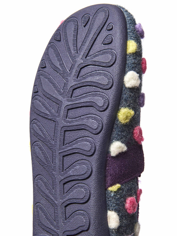Blue spotty ballerina slipper with strap - MELYA INDIGO