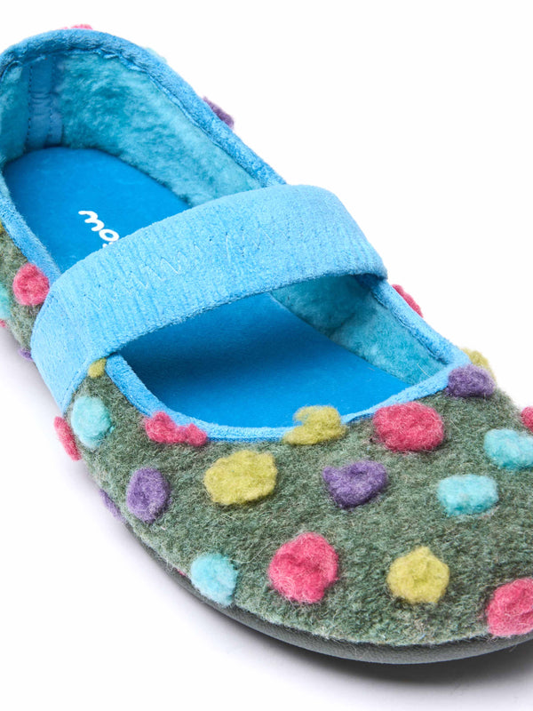 Green spotty ballerina slipper with strap - MELYA JADE GREEN
