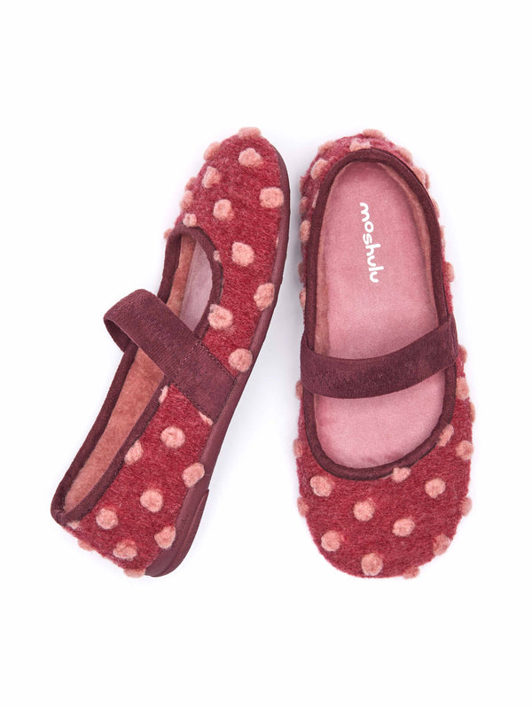 Red spotty ballerina slipper with strap - MELYA RED