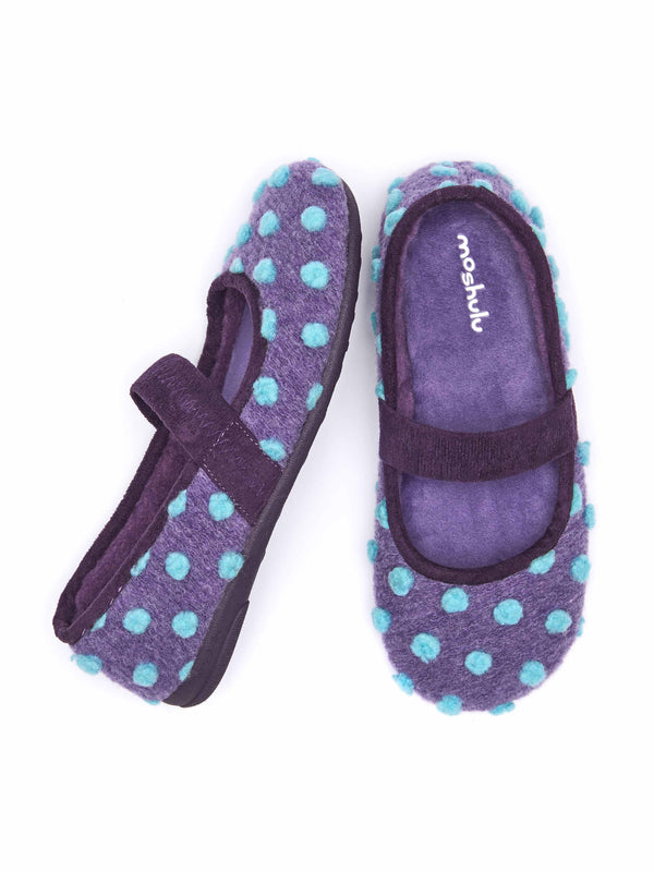 Purple spotty ballerina slipper with strap - MELYA VIOLET