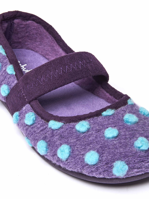 Purple spotty ballerina slipper with strap - MELYA VIOLET
