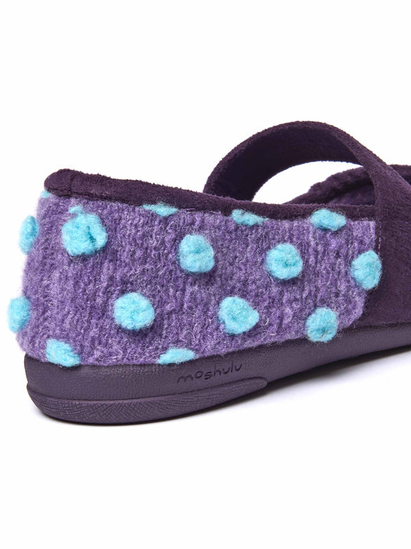 Purple spotty ballerina slipper with strap - MELYA VIOLET