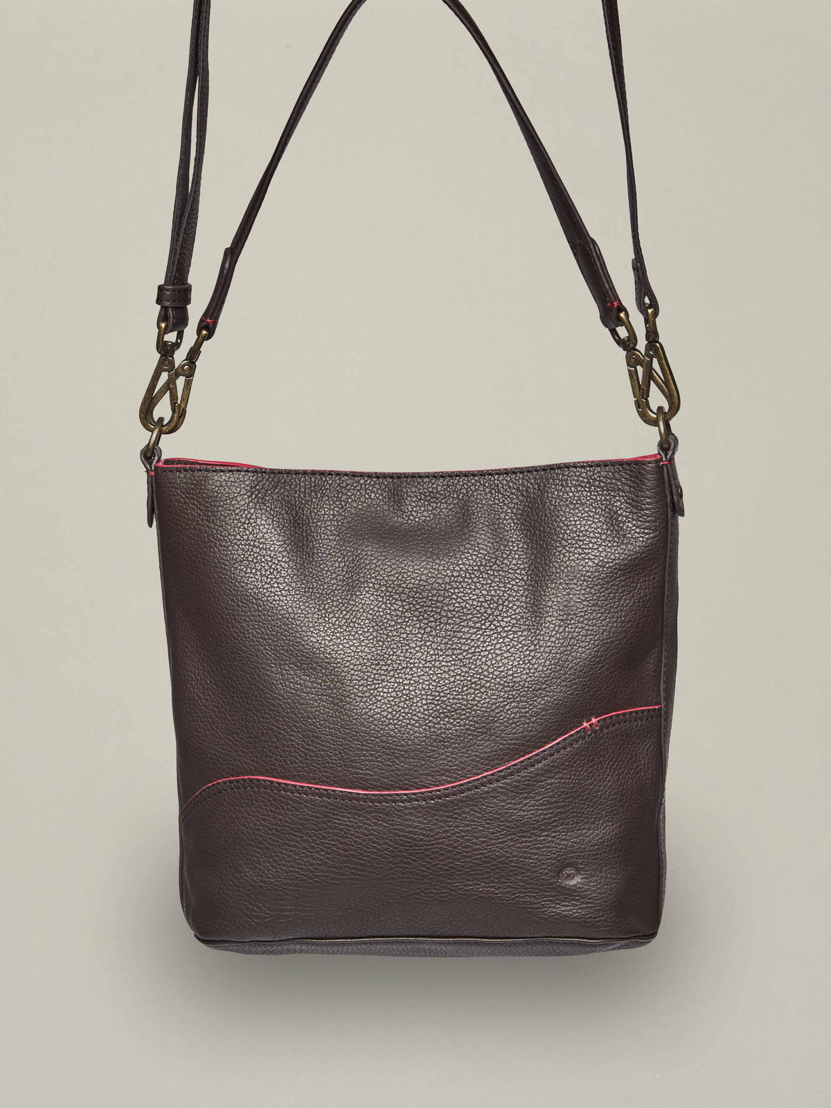 Brown leather bucket bag - BELOWDA 2 BROWN LEATHER