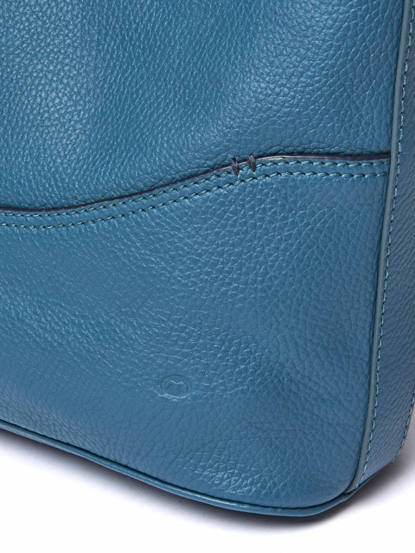 Blue / Green leather bucket bag - BELOWDA 2 LAGOON LEATHER