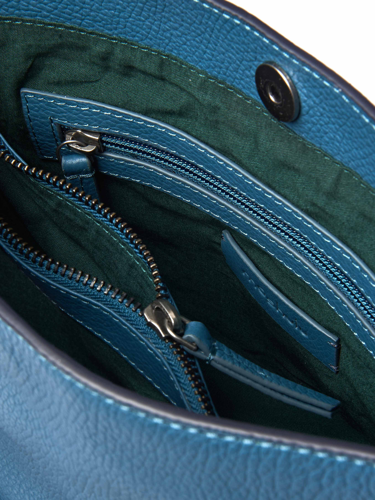 Blue / Green leather bucket bag - BELOWDA 2 LAGOON LEATHER