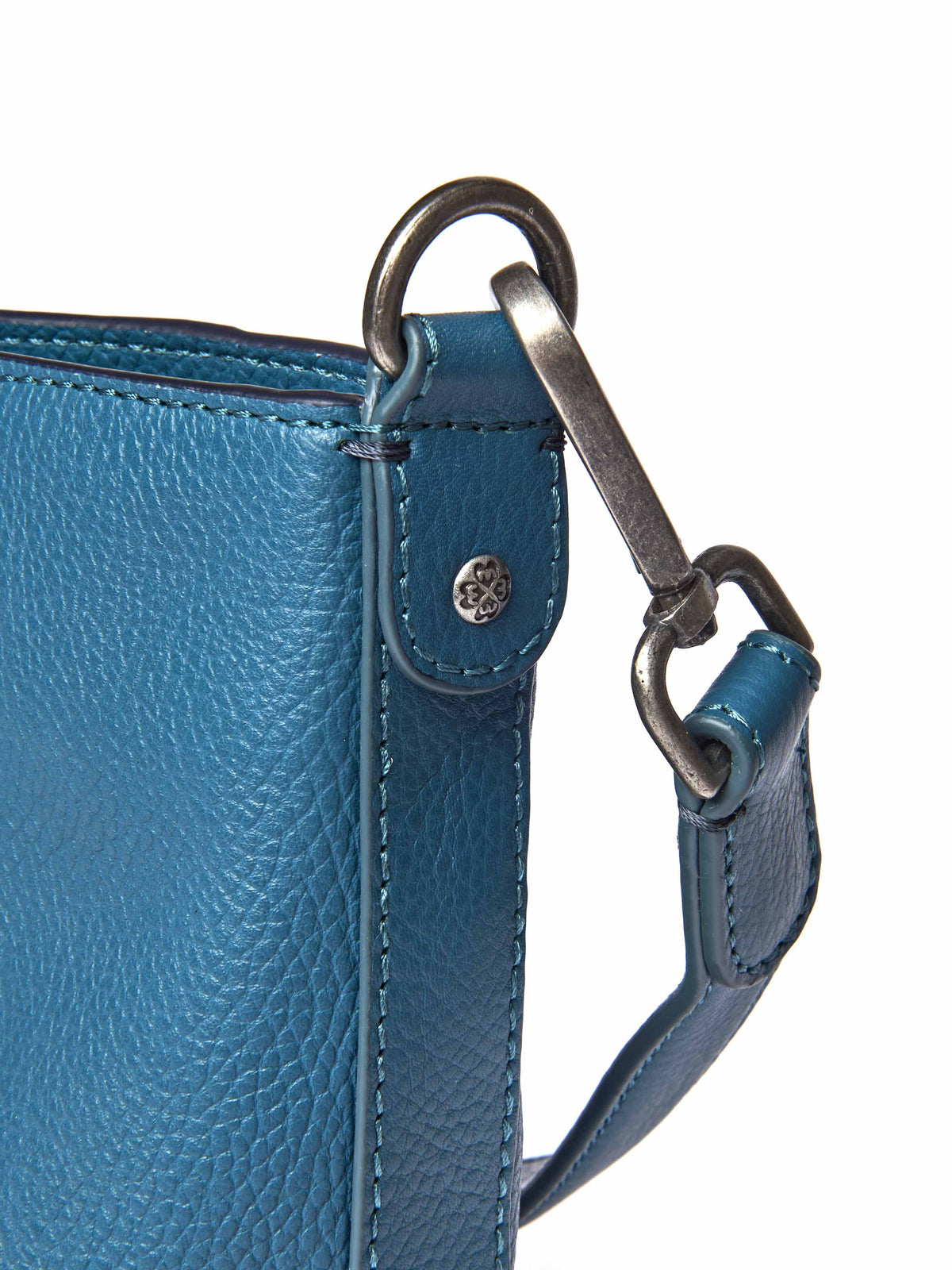 Blue / Green leather bucket bag - BELOWDA 2 LAGOON LEATHER