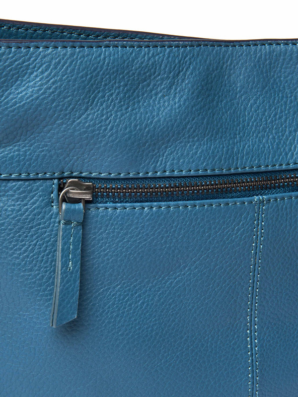Blue / Green leather bucket bag - BELOWDA 2 LAGOON LEATHER