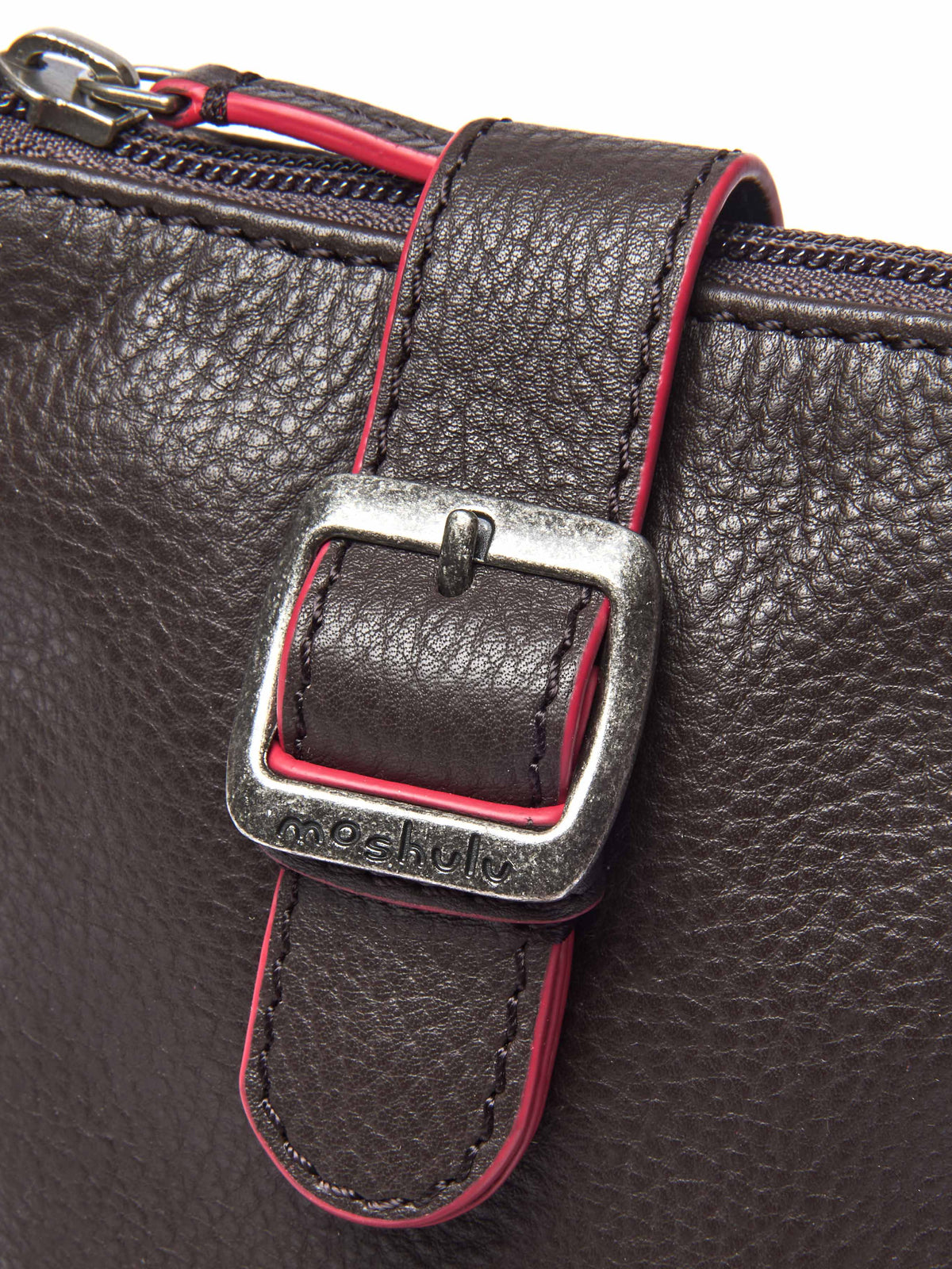 Brown leather cross-body phone pouch bag - TINTO 2 BROWN LEATHER