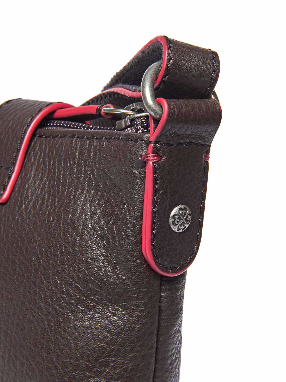 Brown leather cross-body phone pouch bag - TINTO 2 BROWN LEATHER