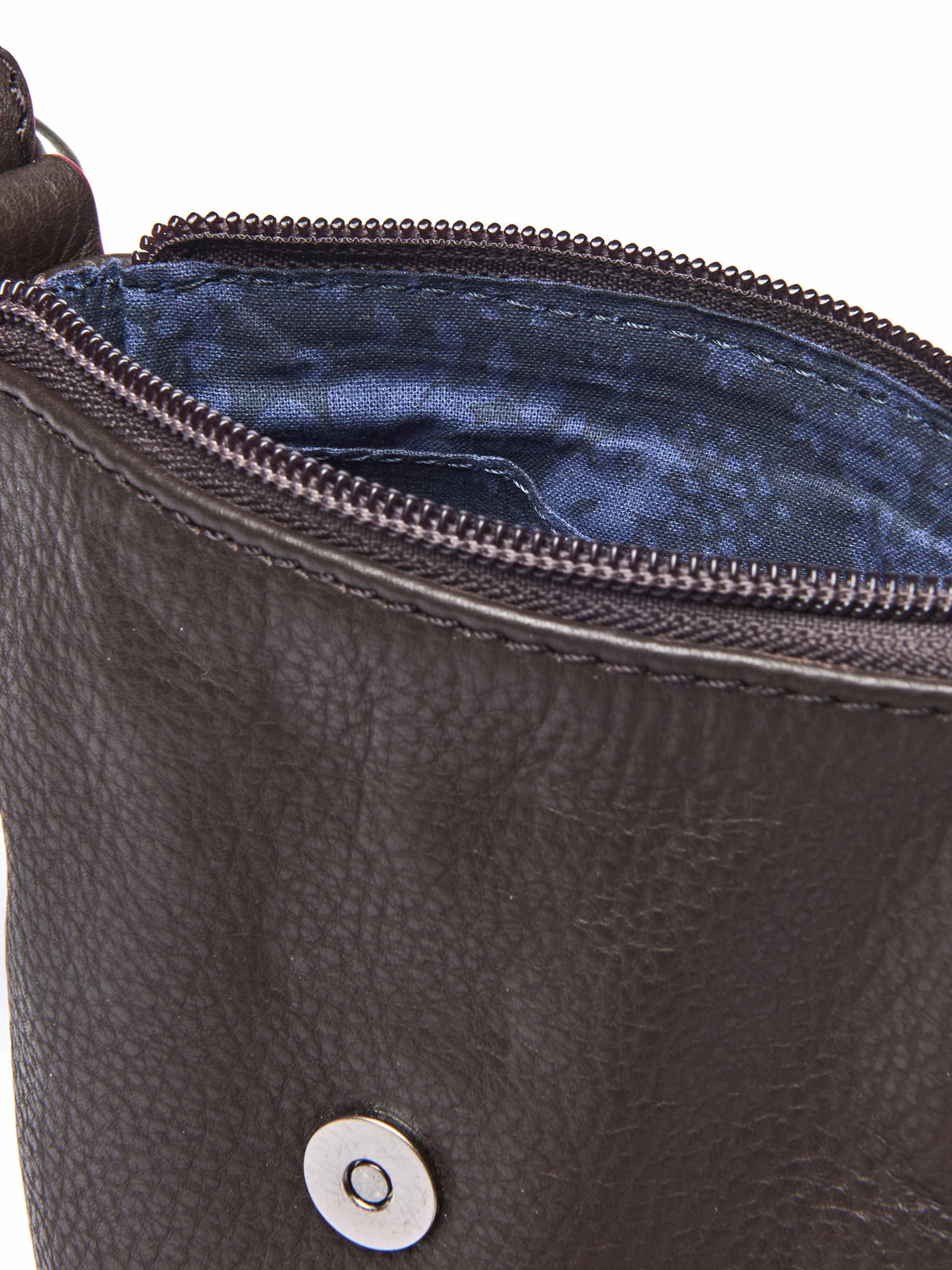 Brown leather cross-body phone pouch bag - TINTO 2 BROWN LEATHER