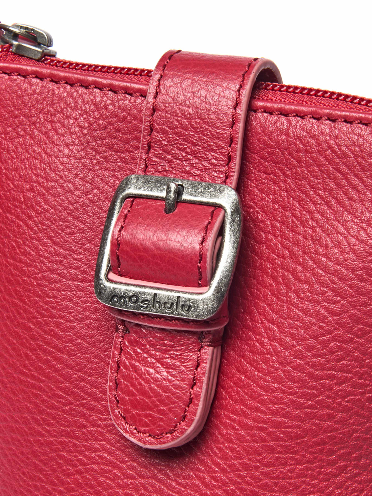 Red leather cross-body phone pouch bag - TINTO 2 RED LEATHER