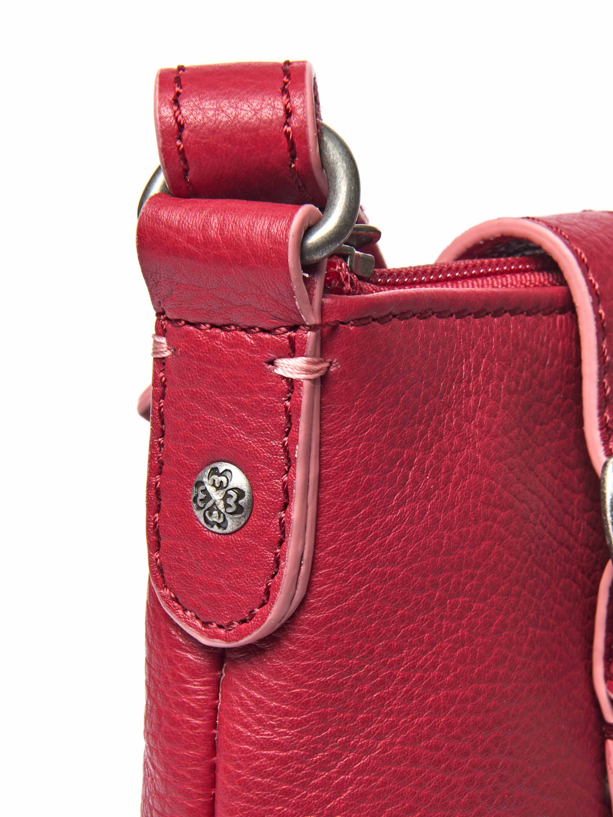 Red leather cross-body phone pouch bag - TINTO 2 RED LEATHER
