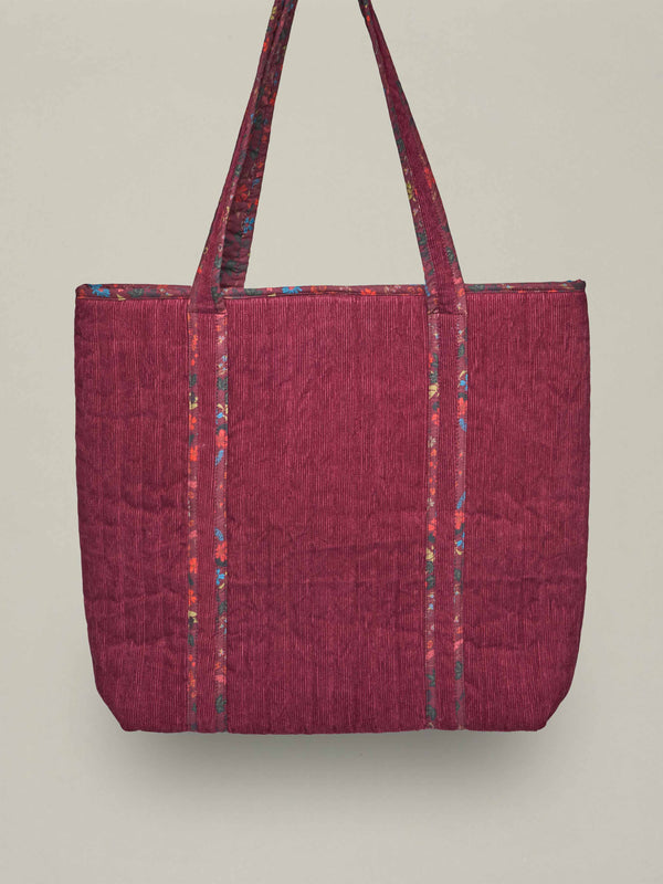 Red quilted tote bag - LOMAND ZINFANDEL RED