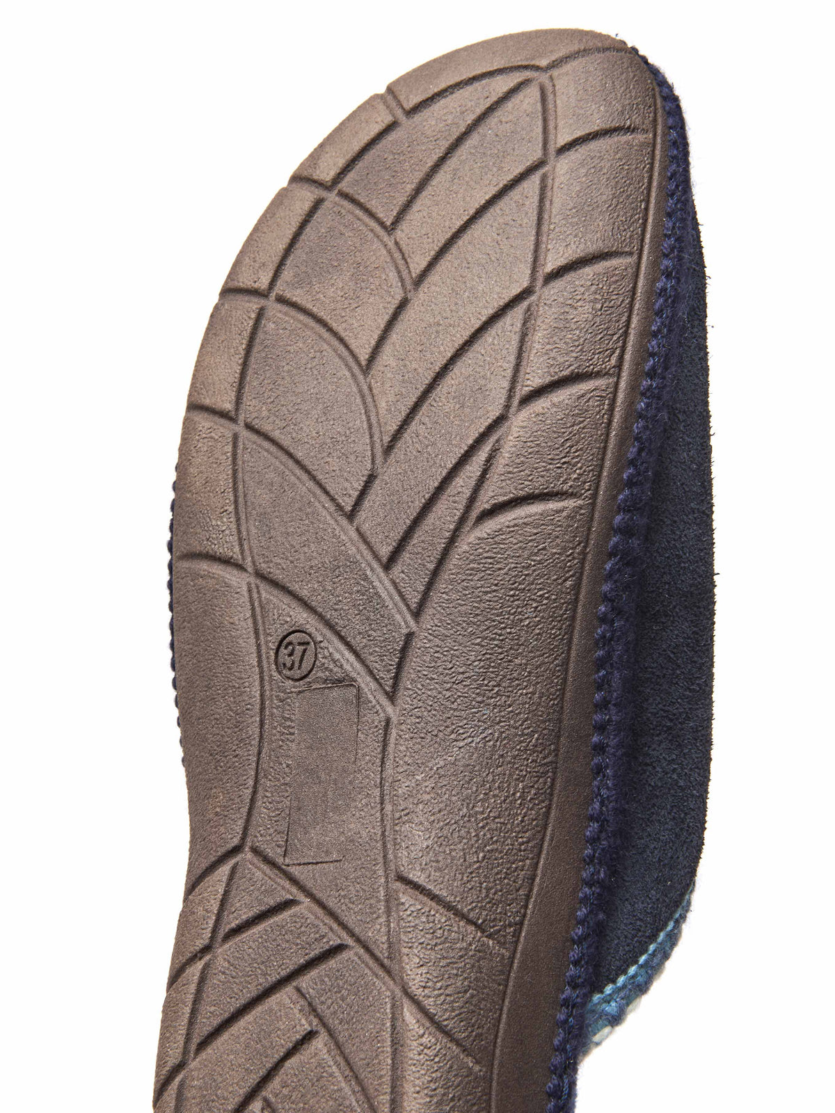 Blue easy entry slippers with colourful trim - TULSI INDIGO SUEDE