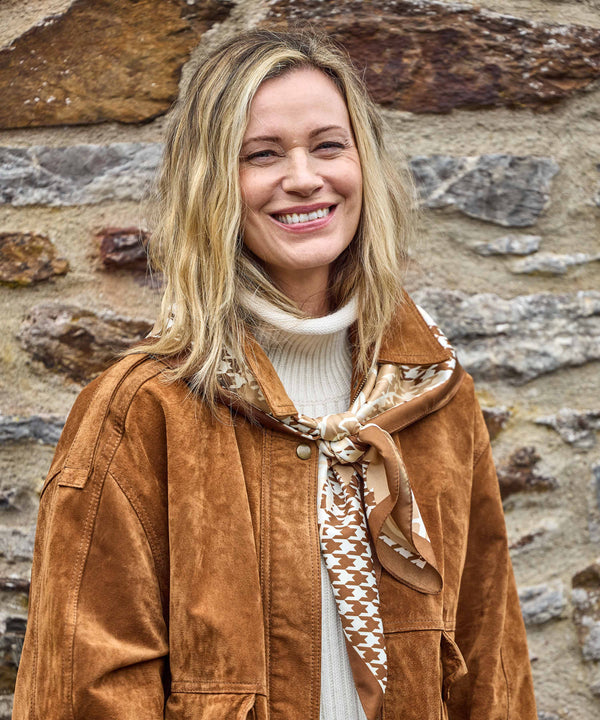 BRANT SCARF PECAN CHECK