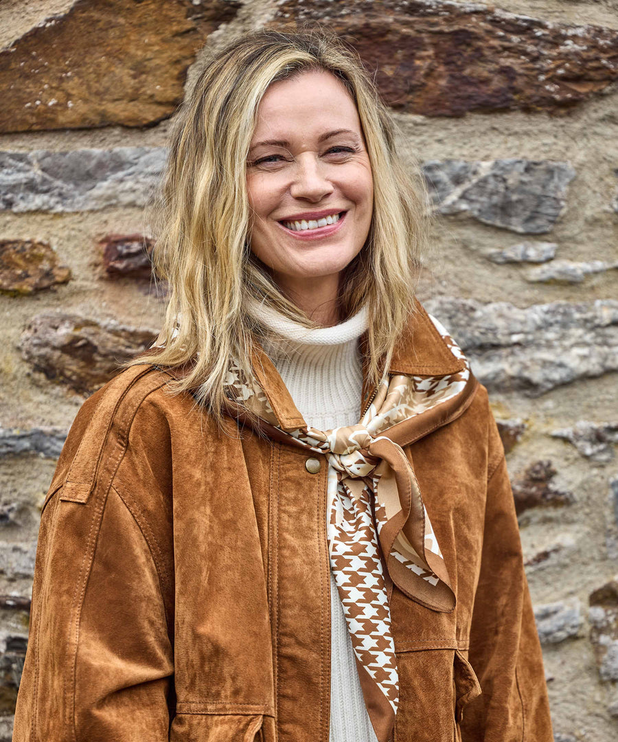 BRANT SCARF PECAN CHECK
