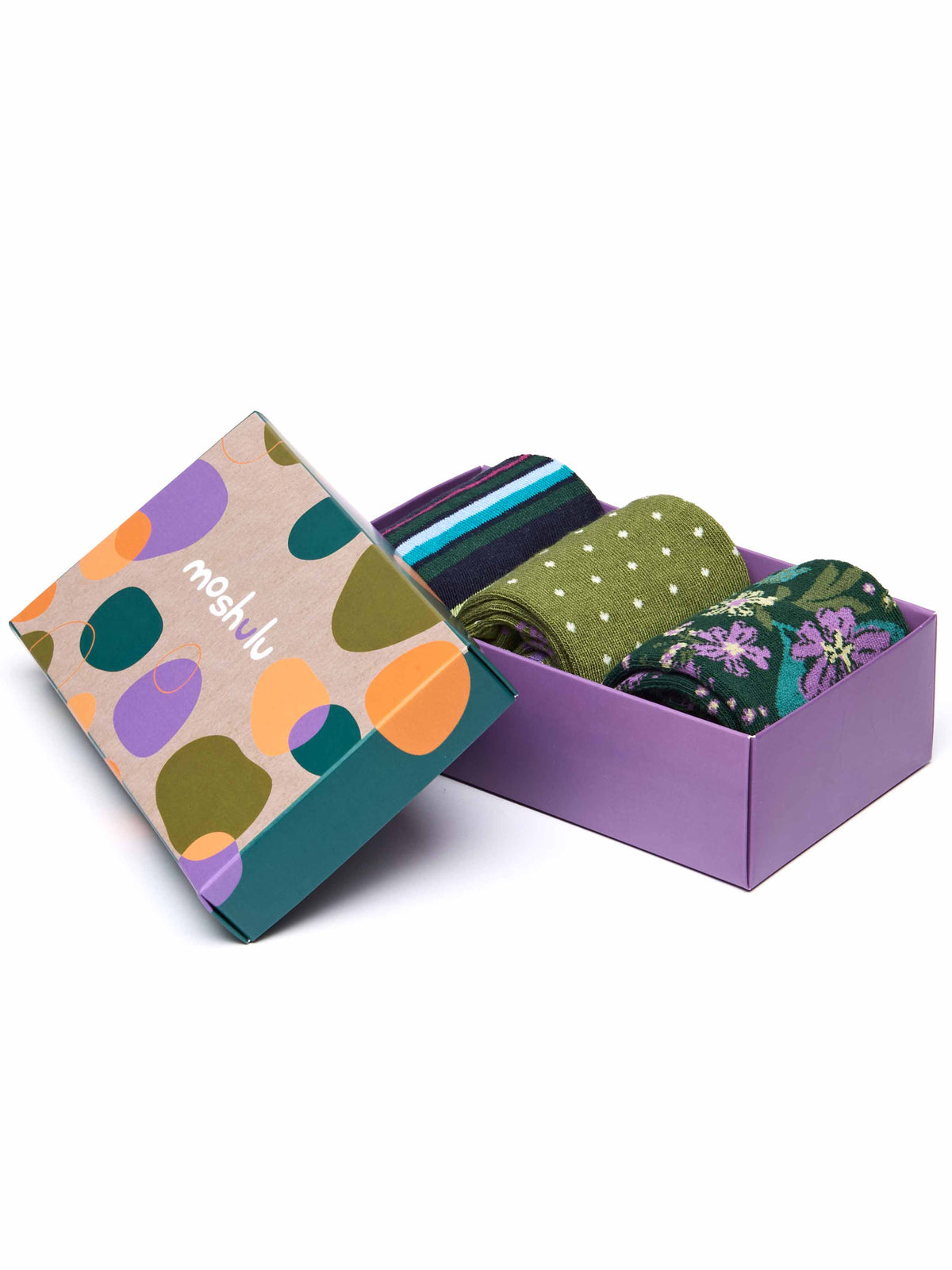 Green patterned ladies sock box - MAHONIA SOCK BOX GREEN MULTI