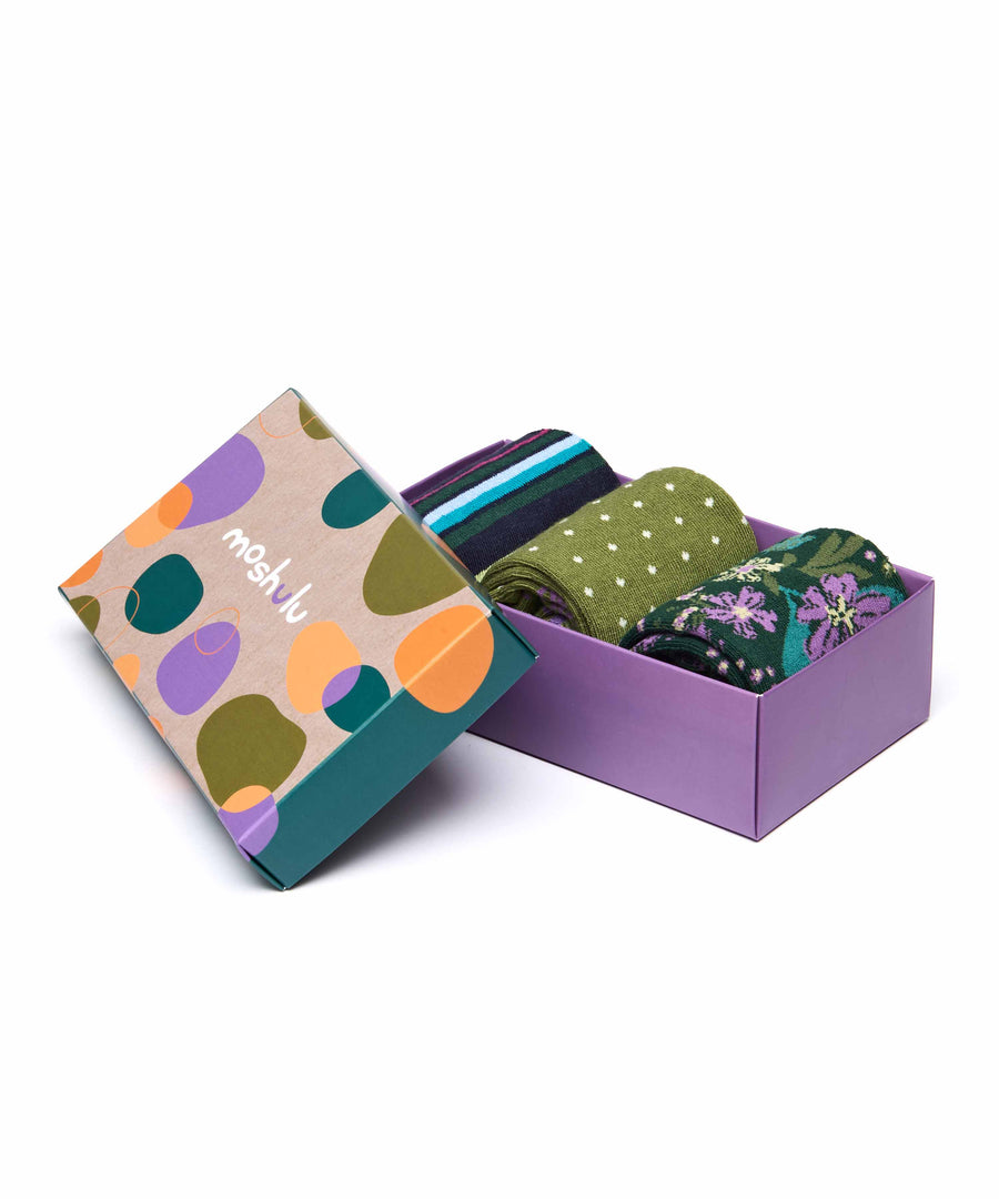 MAHONIA SOCK BOX GREEN MULTI