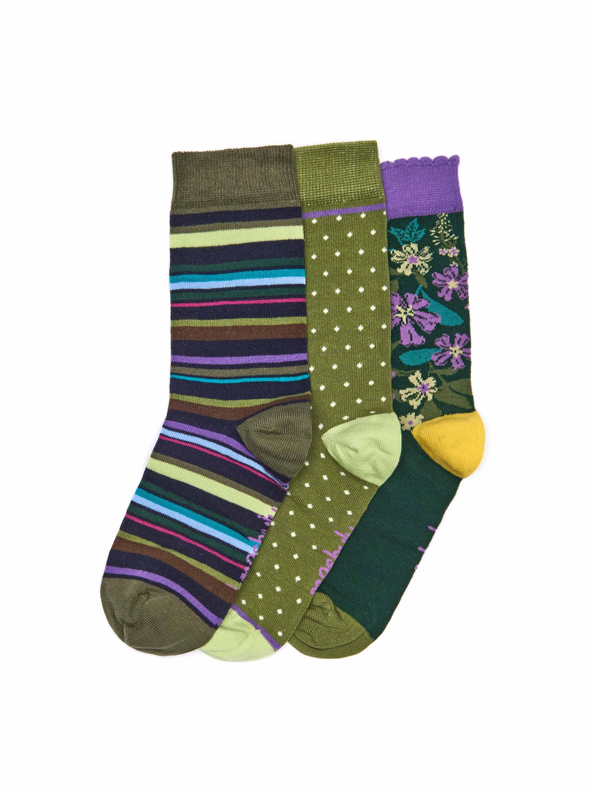 Green patterned ladies sock box - MAHONIA SOCK BOX GREEN MULTI