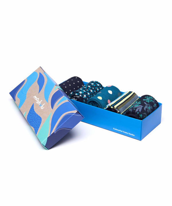 BASKING SOCK BOX BLUE MULTI