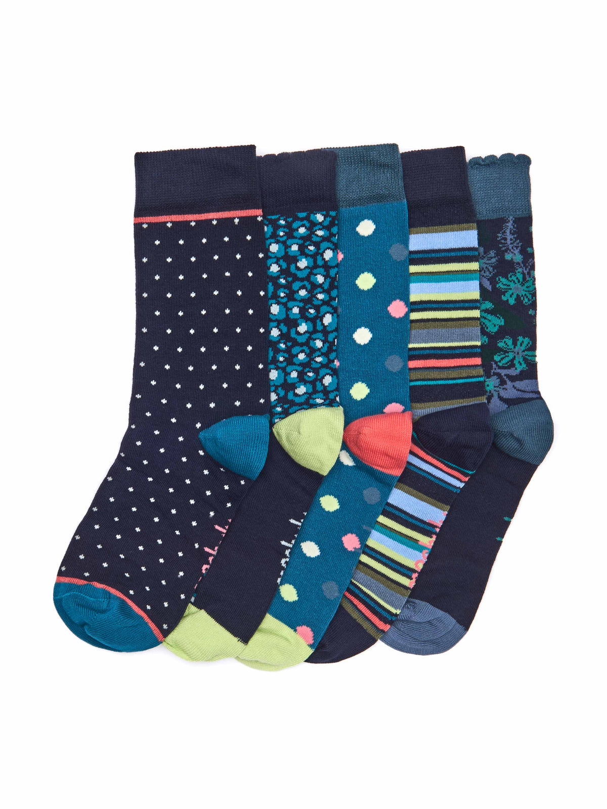 Blue patterned ladies sock box - BASKING SOCK BOX BLUE MULTI