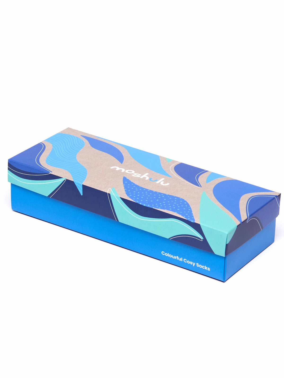Blue patterned ladies sock box - BASKING SOCK BOX BLUE MULTI
