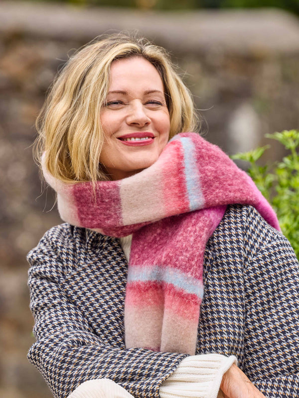 HORNBILL SCARF FUCHSIA PINK STRIPE