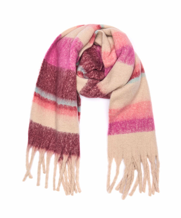 HORNBILL SCARF FUCHSIA PINK STRIPE