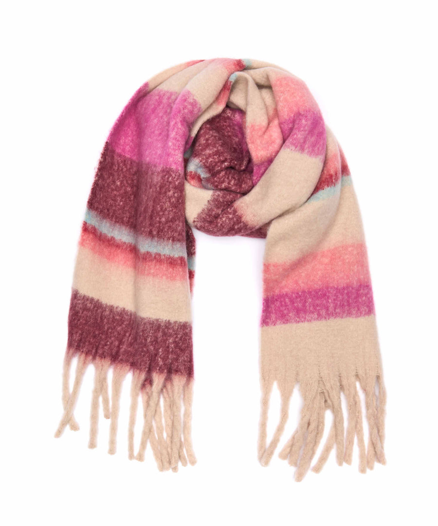HORNBILL SCARF FUCHSIA PINK STRIPE