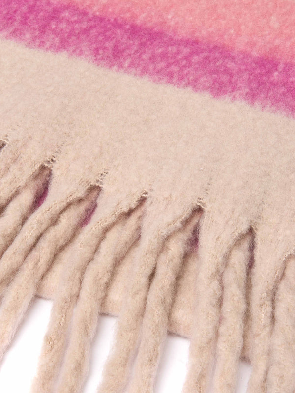 Pink checked oversized scarf - HORNBILL SCARF FUCHSIA PINK STRIPE