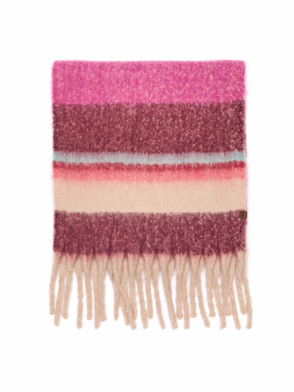 Pink checked oversized scarf - HORNBILL SCARF FUCHSIA PINK STRIPE