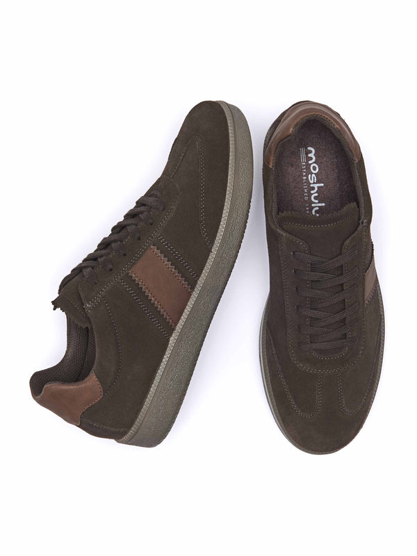 Brown men's sports-style trainers - DUDDON BROWN SUEDE