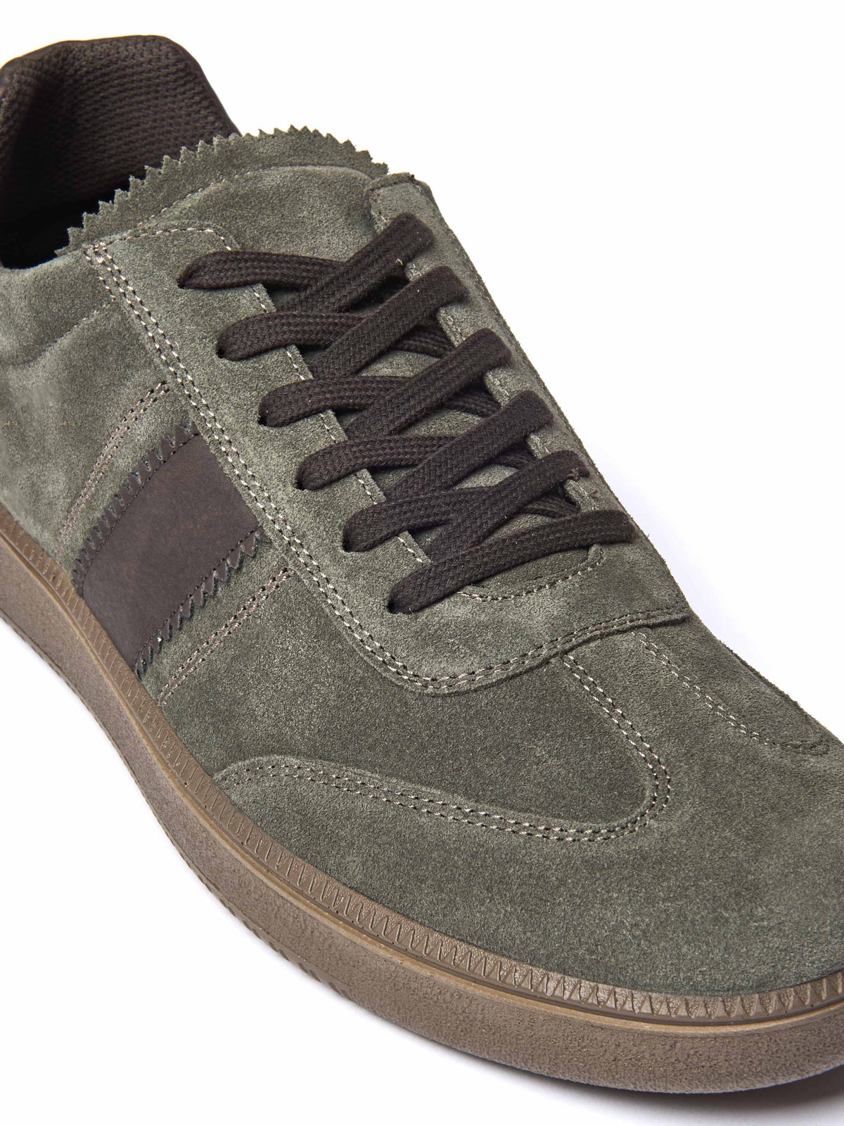 Green men's sports-style trainers - DUDDON OLIVE GREEN SUEDE