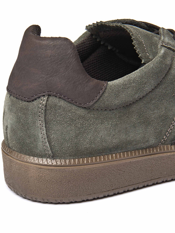 Green men's sports-style trainers - DUDDON OLIVE GREEN SUEDE