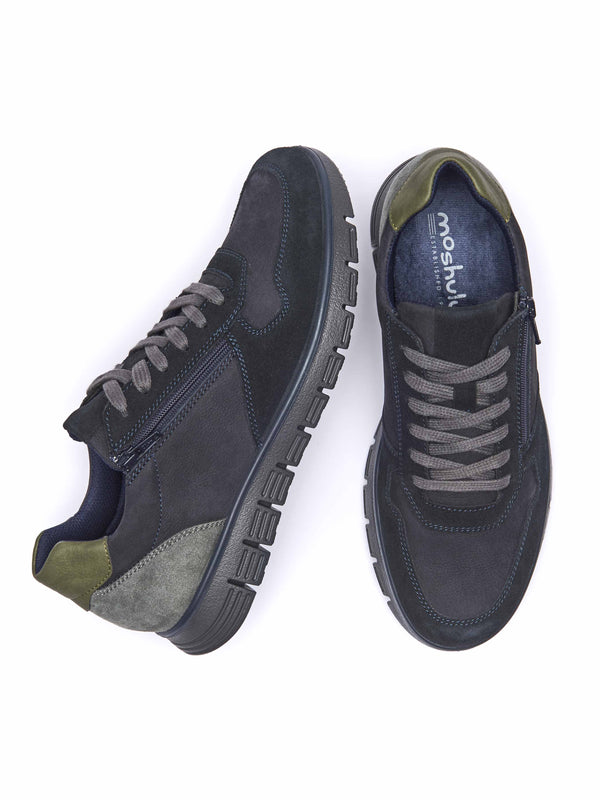 side-zip mens everyday trainers - HOLFORD NAVY NUBUCK/SUEDE