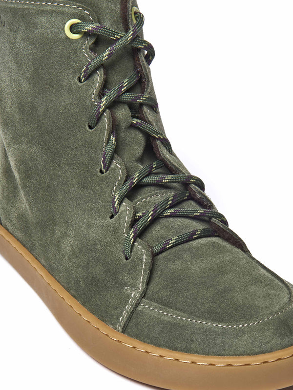 Green flexible warmlined barefoot boots - COOMB OLIVE GREEN SUEDE