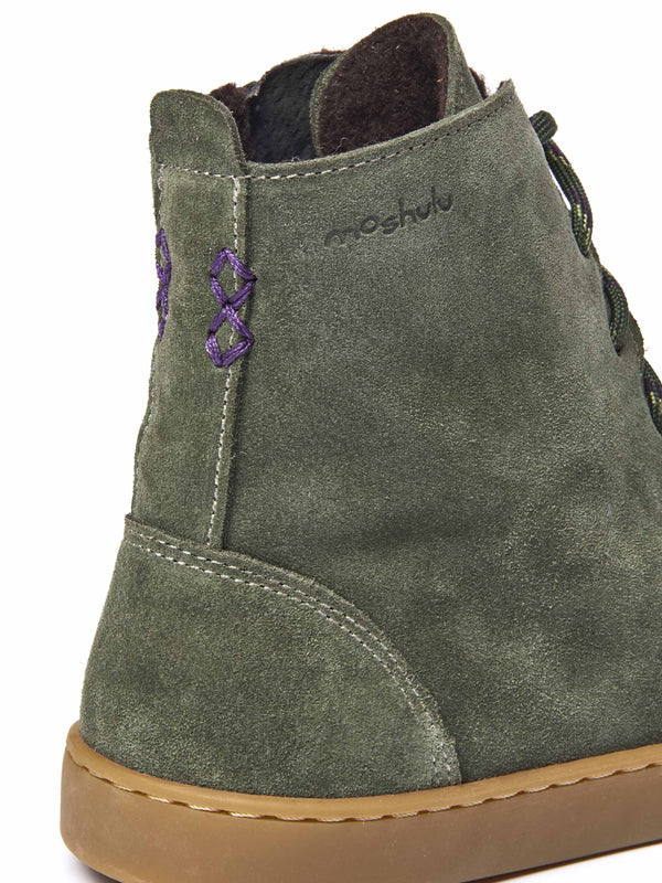 Green flexible warmlined barefoot boots - COOMB OLIVE GREEN SUEDE