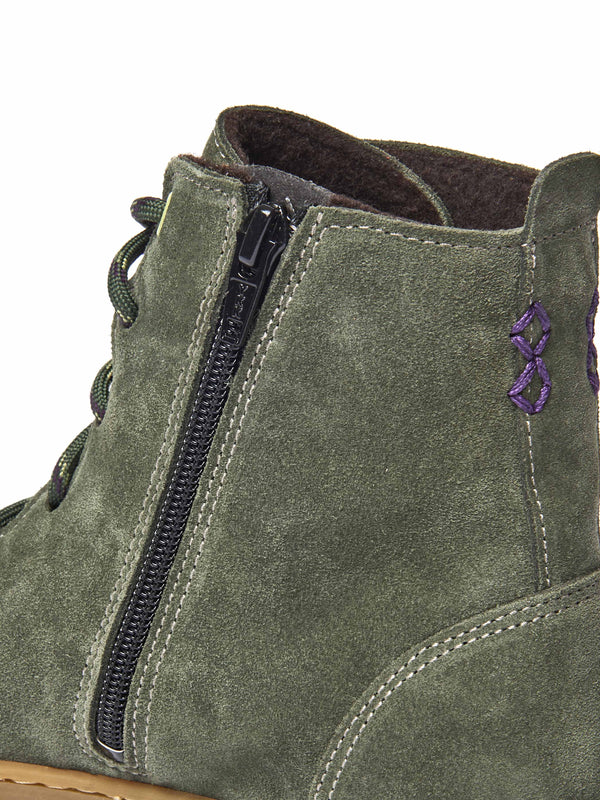 Green flexible warmlined barefoot boots - COOMB OLIVE GREEN SUEDE