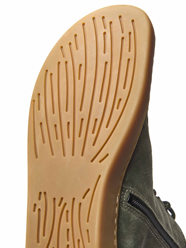 Green flexible warmlined barefoot boots - COOMB OLIVE GREEN SUEDE