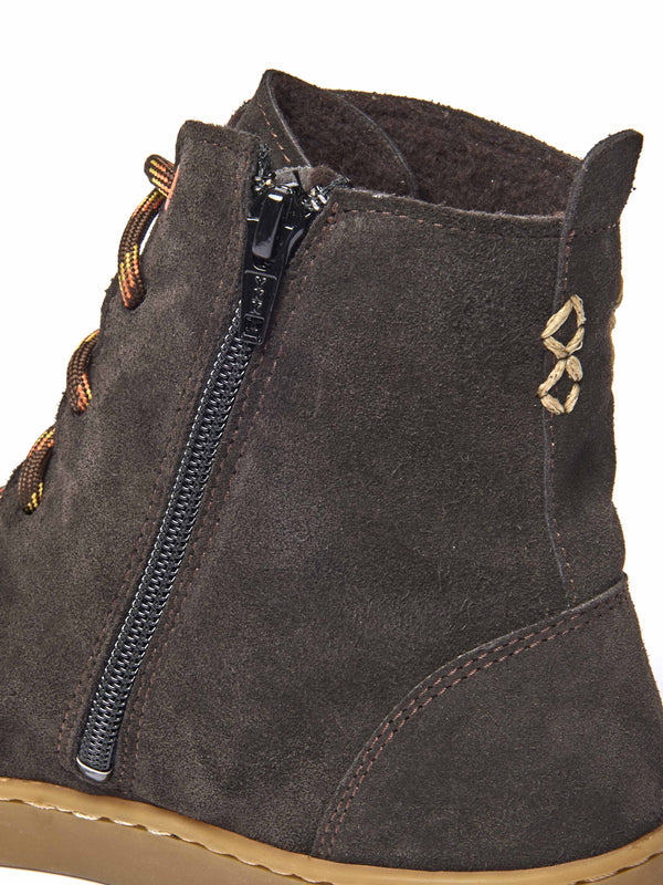 Brown flexible warmlined barefoot boots - COOMB BROWN SUEDE