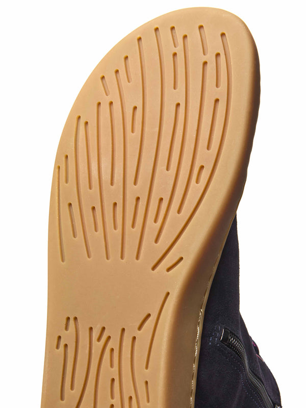 Blue flexible warmlined barefoot boots - COOMB INDIGO SUEDE