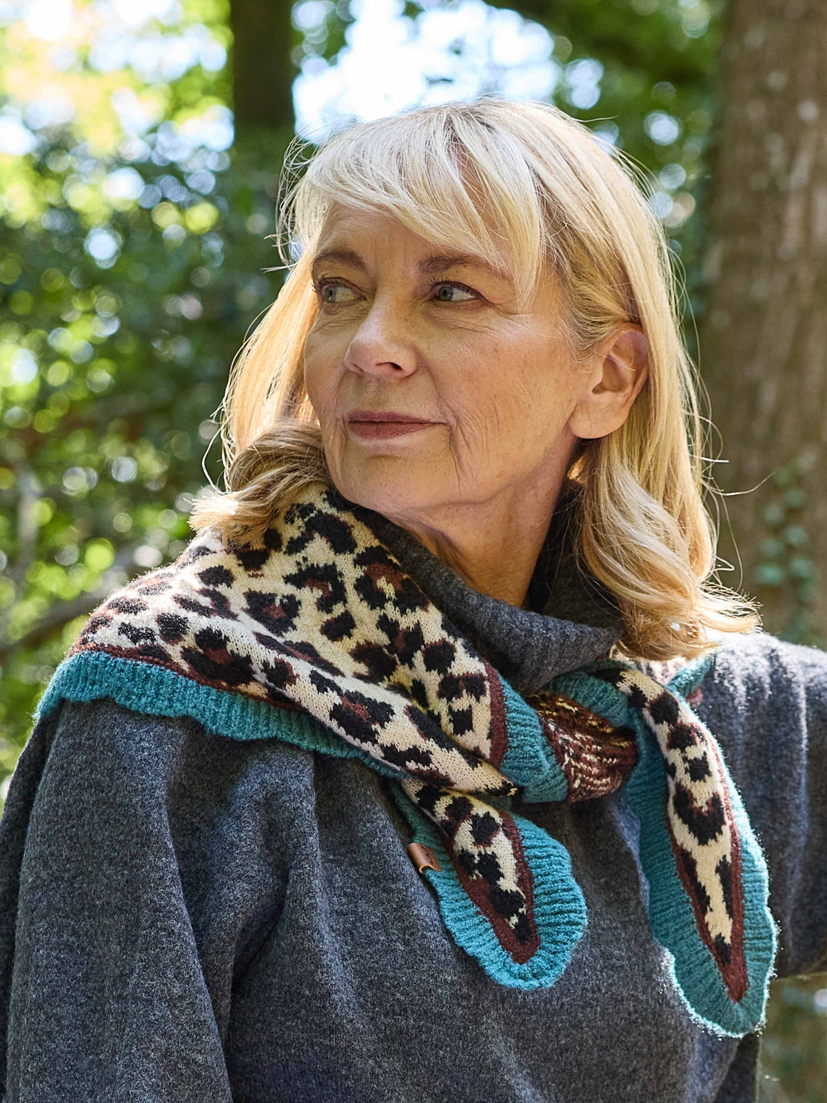Brown leopard print triangle scarf - SERIN SCARF LEOPARD PRINT