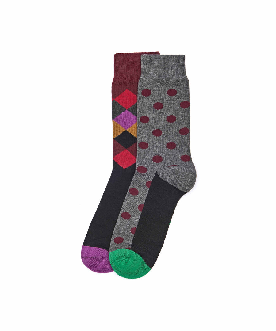 CHRISTMAS CRACKER SOCK BOX FOR HIM CHARCOAL/RED MULTI