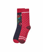 CHRISTMAS CRACKER SOCK BOX FOR HER INDIGO/RED MULTI