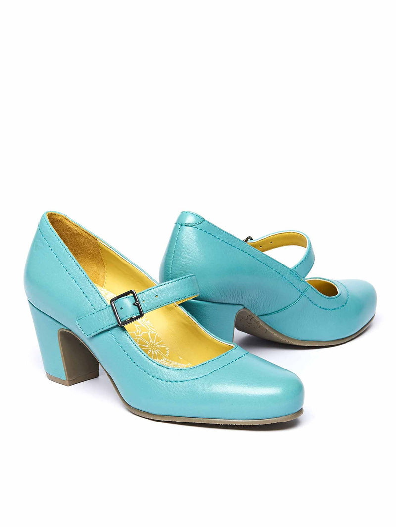 Blue Mary Jane leather bar shoes - BIAMBI SEA GREEN