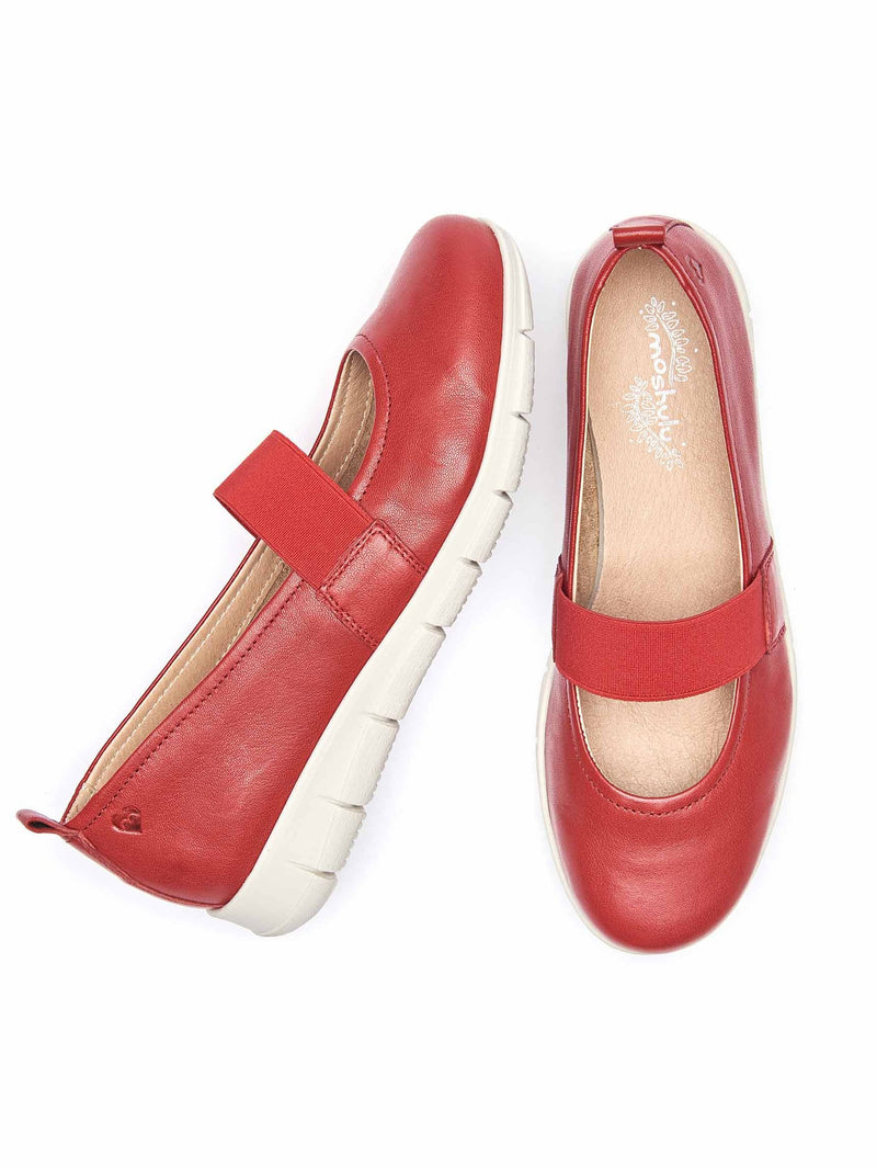 Red leather elasticated bar shoes - ODDI RED